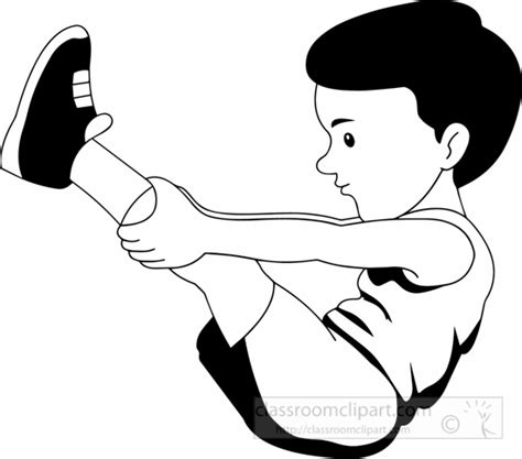 Health Black and White Outline Clipart - black-white-boy-stretching ...