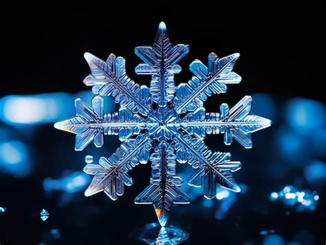 Premium AI Image | Natural form crystal of a snowflake winter time