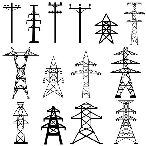 Electricity Tower icon vector set. Transmission Tower illustration sign collection. Power Lines ...