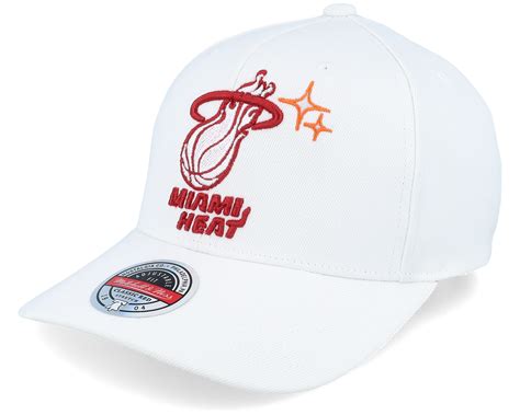 Miami Heat Merch Logo Classic Red White Adjustable - Mitchell & Ness ...