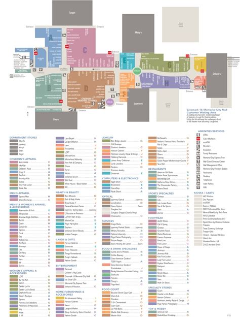 Memorial City Mall Map | Retail Companies | Service Companies