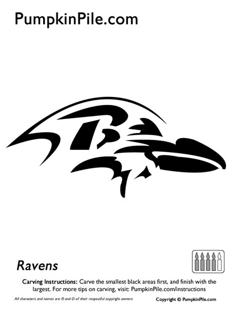 NFL: Baltimore Ravens (Pumpkin Stencil - Pumpkin Pattern - Pumpkin Template - Jack-o-lantern ...