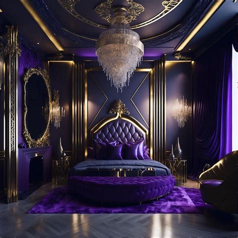 Premium AI Image | Photo of a luxurious bedroom with a purple and gold ...