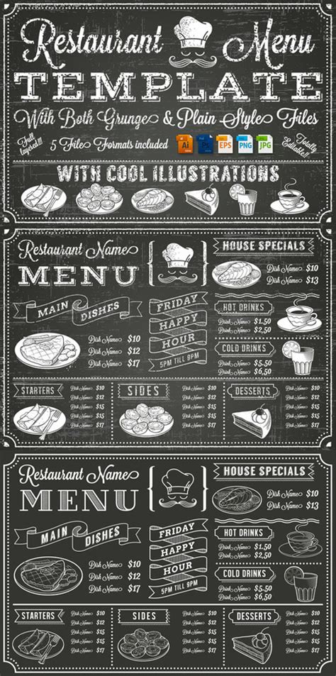 CreativeMarket - Vector Chalkboard menu Template 88570 » Free Download ...