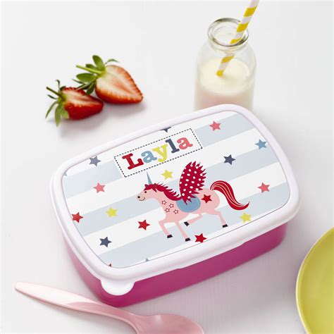 girls personalised unicorn lunch box by tilliemint | notonthehighstreet.com