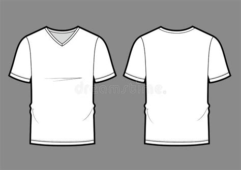 Men`s White V-neck T-shirt Design Templates Front, Back Views. Vector ...