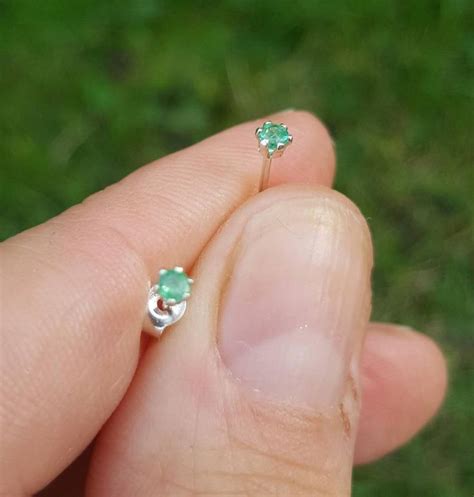 Tiny genuine emerald earrings. Emerald stud earrings. 2mm round natural ...