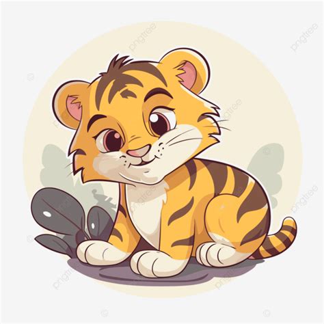 Image Of Cartoon Tiger Cub Clipart Vector, Sticker Design With Cartoon ...