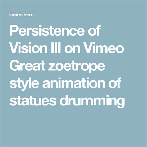 Persistence of Vision III in Vimeo Staff Picks | Persistence of vision, Vimeo, Animation