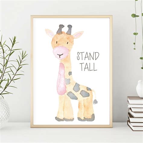 Giraffe Nursery Print Wall Art Decor Kids Motivation Boy Nursery Girl Nursery Baby Animal Baby ...