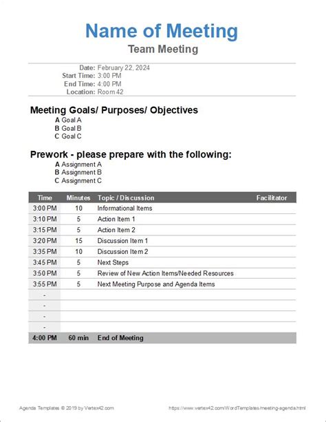 Free Meeting Agenda Template Google Docs