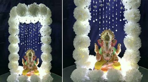 Ganpati Decoration Ideas With Flowers | Shelly Lighting