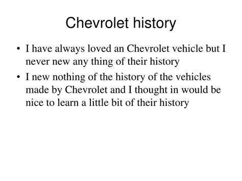 PPT - Chevrolet history PowerPoint Presentation, free download - ID:3533470