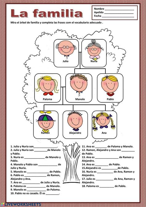 Spanish Family Portrait and Description Worksheet / Mi familia by ... - Worksheets Library