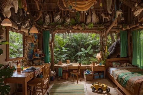 Premium AI Image | Jungle Safari Kids Bedroom Wild Imaginations