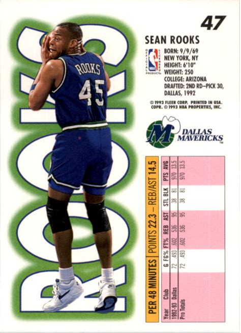 1993-94 Fleer #47 Sean Rooks - NM-MT - Card Shack | Beckett Marketplace