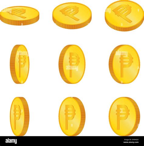 Peso. 3D isometric Physical coins. Currency. Golden coins with Peso ...