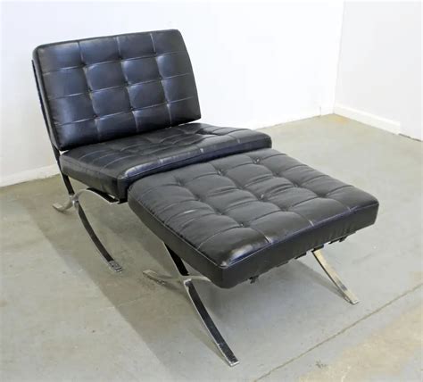 Mid-Century Modern Barcelona Style Leather Chrome Lounge Chair and Ottoman For Sale at 1stDibs ...