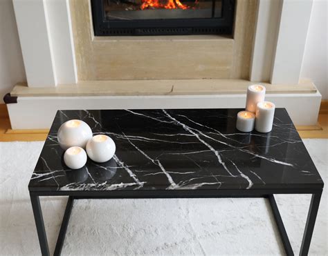 Black Marble Coffee Table Natural Marble Table Top Art Deco - Etsy Singapore