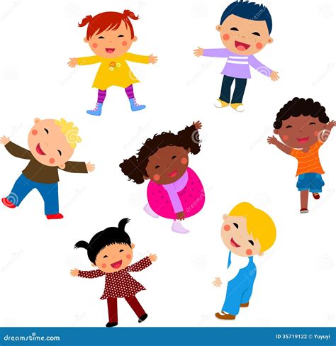 Group of kids having fun stock vector. Image of enjoying - 35719122