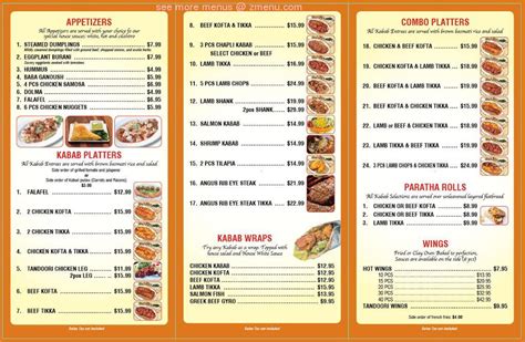 Menu at Kabab House restaurant, Carnegie