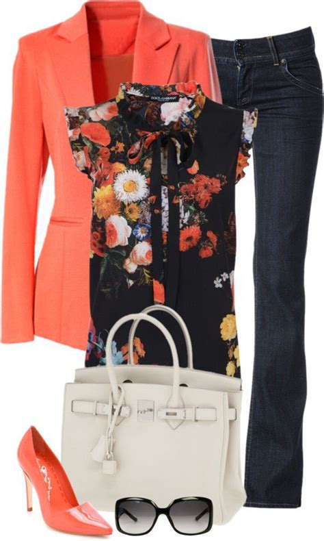 Coral womens outfits on polyvore | Outfit Ideas With Floral Top | Designer clothing, Floral Top ...