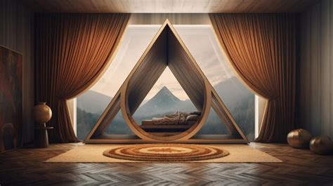 Premium AI Image | A room with a mountain view and a tent with a mountain view