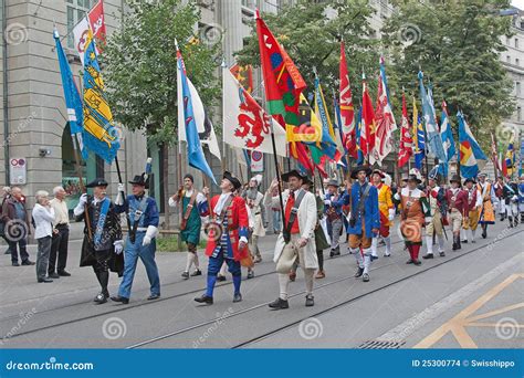 Swiss National Day Parade in Zurich Editorial Stock Image - Image of ...