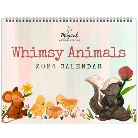 2024 Watercolor Animals Calendar, Cute Animals Calendar for Kids ...