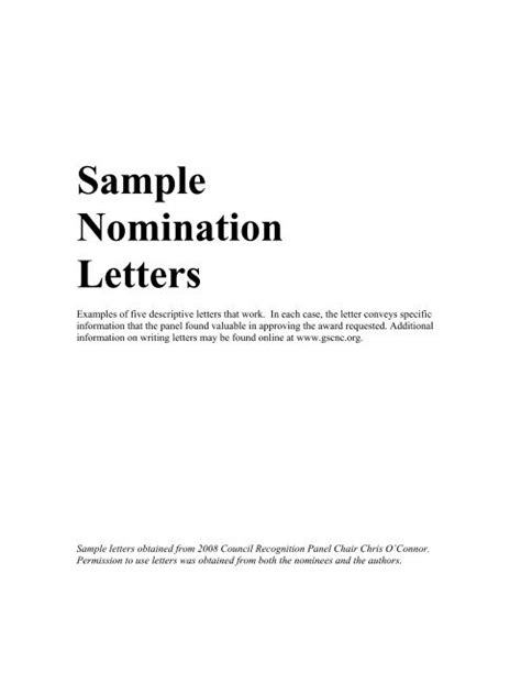 Sample Nomination Letters - Girl Scout Council of the Nation's Capital