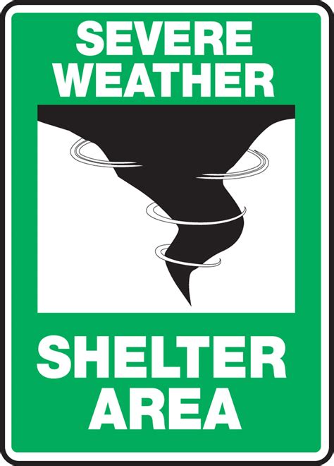 Severe Weather Safety Sign: Severe Weather Emergency Shelter Area