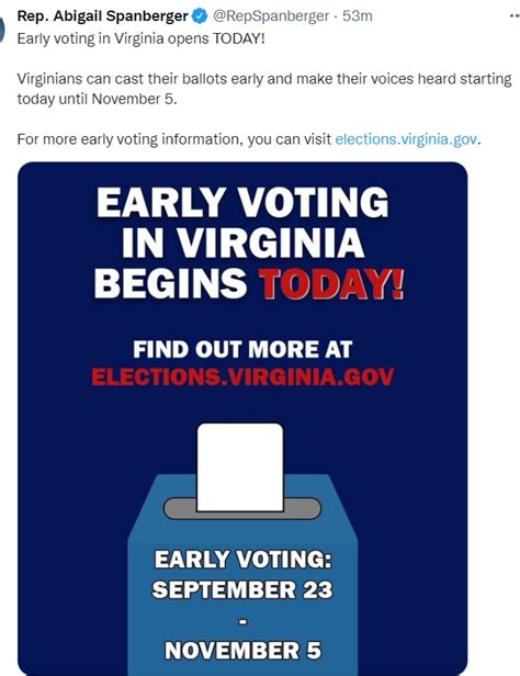 Rep. Abigail Spanberger Statement Marking First Day of Early Voting in ...