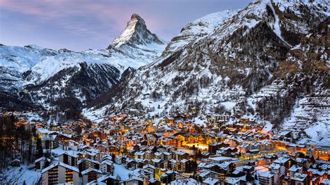 Switzerland, Mountain, Snow, Winter, Town, Matterhorn, Zermatt ...