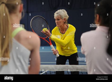 Judy Murray, mother of British tennis star Andy Murray, coaches a group of young girls at the ...