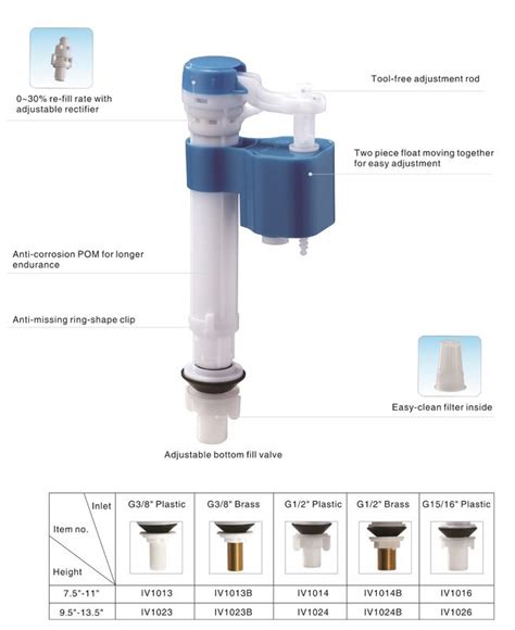 1.6Mpa 1/2" Adjusting Cistern Fill Valve For Toilet Tank