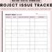 Project Issue Tracker Printable, Project Issue Log Template, Issue ...