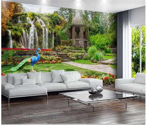 Papel pintado 3d jardín paisajes cascadas foto pared murales papel tapiz decoración del hogar ...