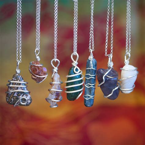 Chakra Stone Wire Wrap Necklaces for energetic balance