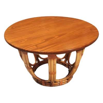 Drum Form Rattan and Leather Coffee Table For Sale at 1stDibs | rattan drum coffee table, rattan ...