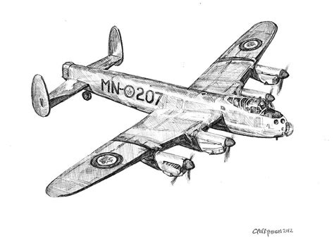 Ww2 Lancaster Bomber Sketch Coloring Page