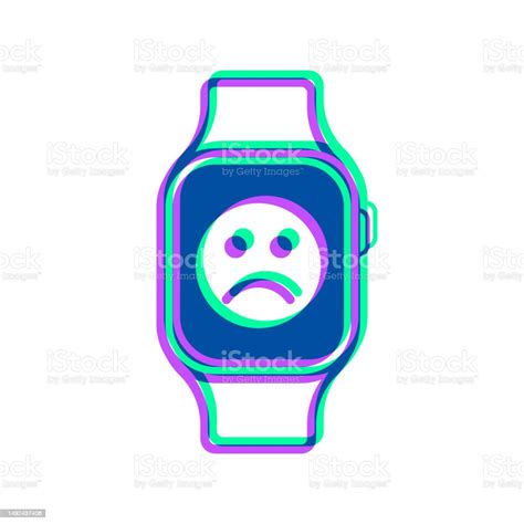 Smartwatch With Sad Emoji Icon With Two Color Overlay On White Background Stock Illustration ...