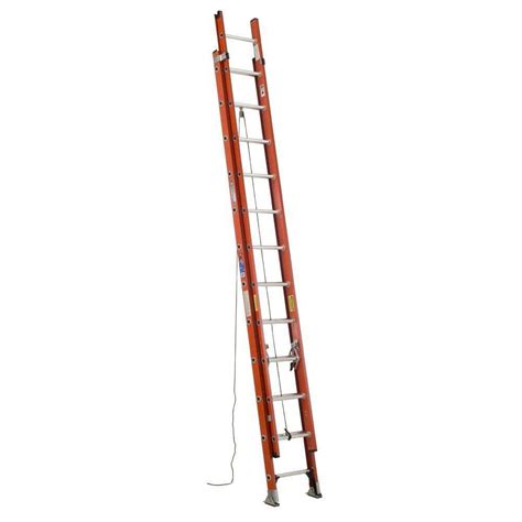 Werner 24 ft. Fiberglass Extension Ladder (23 ft. Reach Height) with ...