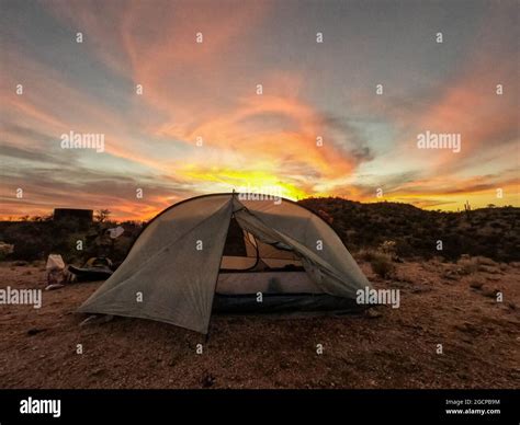 Sunset camping at the Arizona Trail, Arizona, US Stock Photo - Alamy