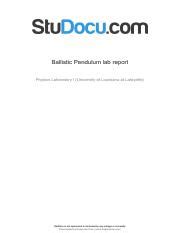 ballistic-pendulum-lab-report.pdf - lOMoARcPSD|9747860 Ballistic Pendulum lab report Physics ...