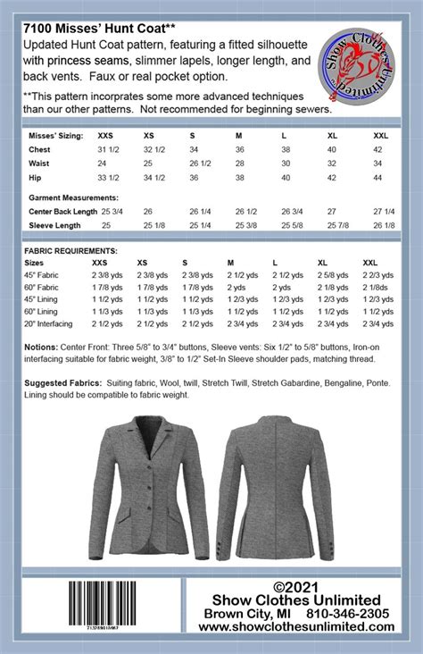 Hunt seat, hunt seat jacket, hunt seat coat, english jacket, english coat, sewing pattern