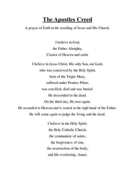 Apostles Creed Lutheran Version Printable