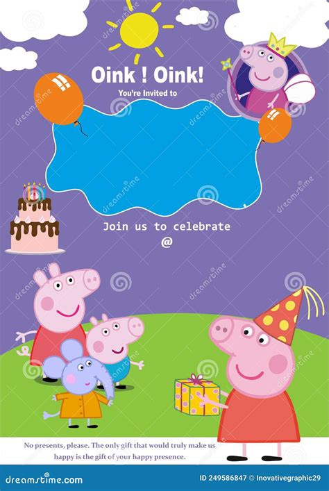 Peppa Pig Birthday Card Invitation Template Editorial Photography ...