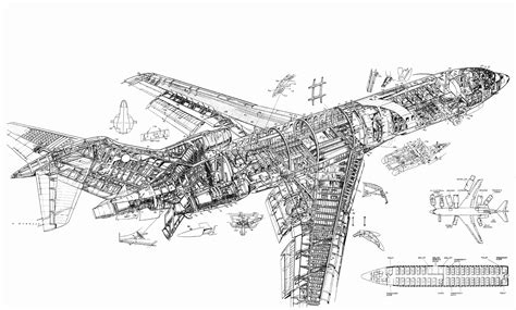 Boeing 727 Cutaway Drawing in High quality | Boeing 727, Boeing, Drawings