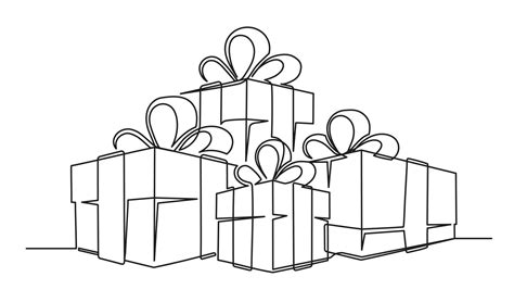 Set of continuous one line drawing of Christmas gift boxes 12615977 Vector Art at Vecteezy