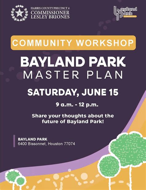 Bayland Park Master Plan Community Workshop, Bayland Park, Bellaire, 15 June 2024 | AllEvents.in